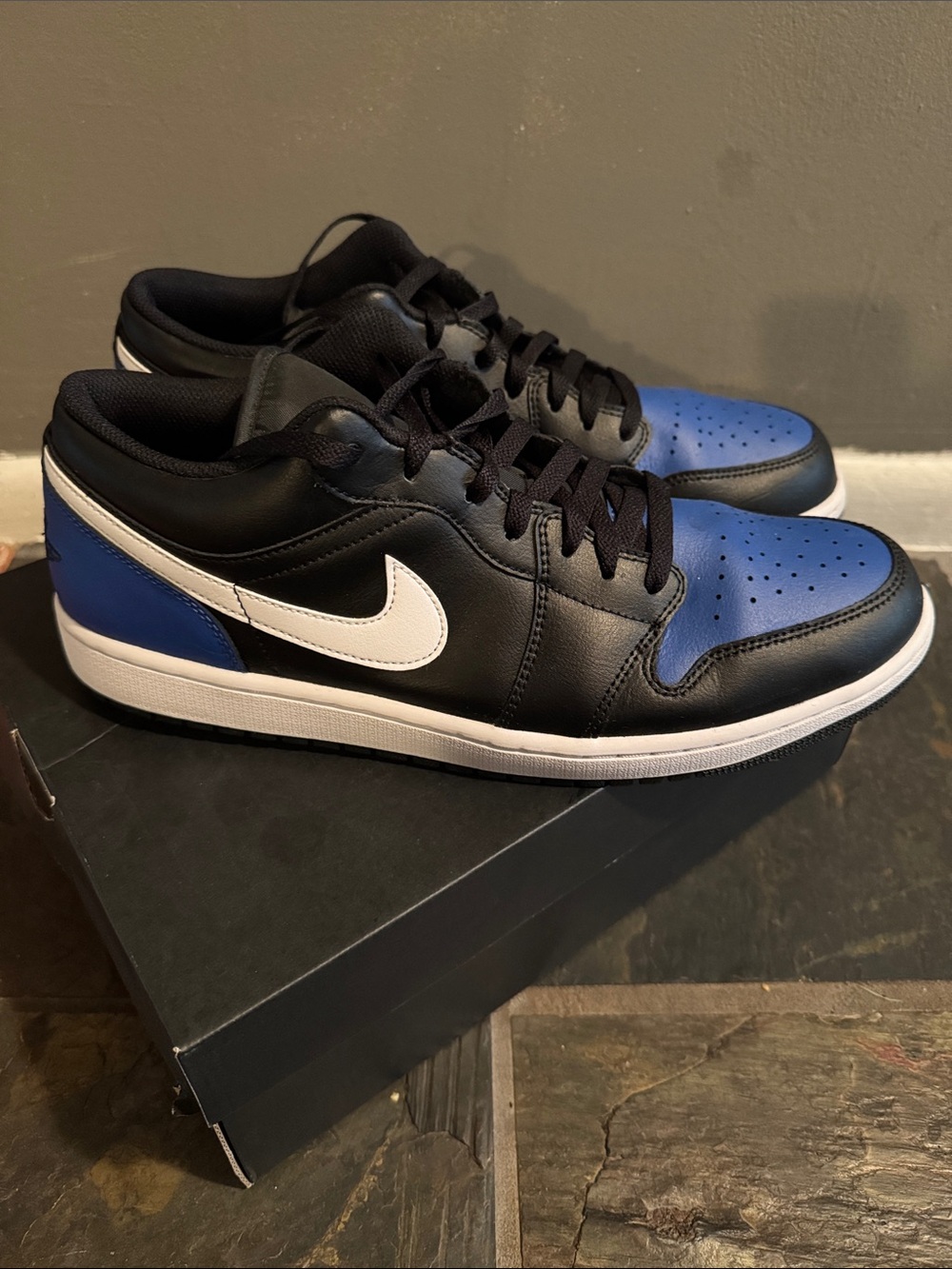 Lightly worn Men’s Nike Air Jordan 1 - Black/Blue/White